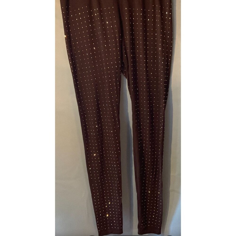 VOCAL Black Rhinestone-Studded Womens Leggings 12.5W X 36L